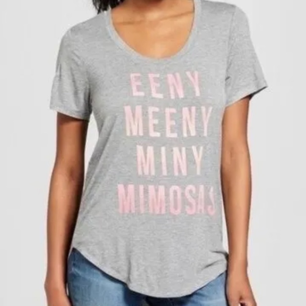 NWOT Fifth Sun Tees Gray Short Sleeve Eeny Meeny Miny Mimosa